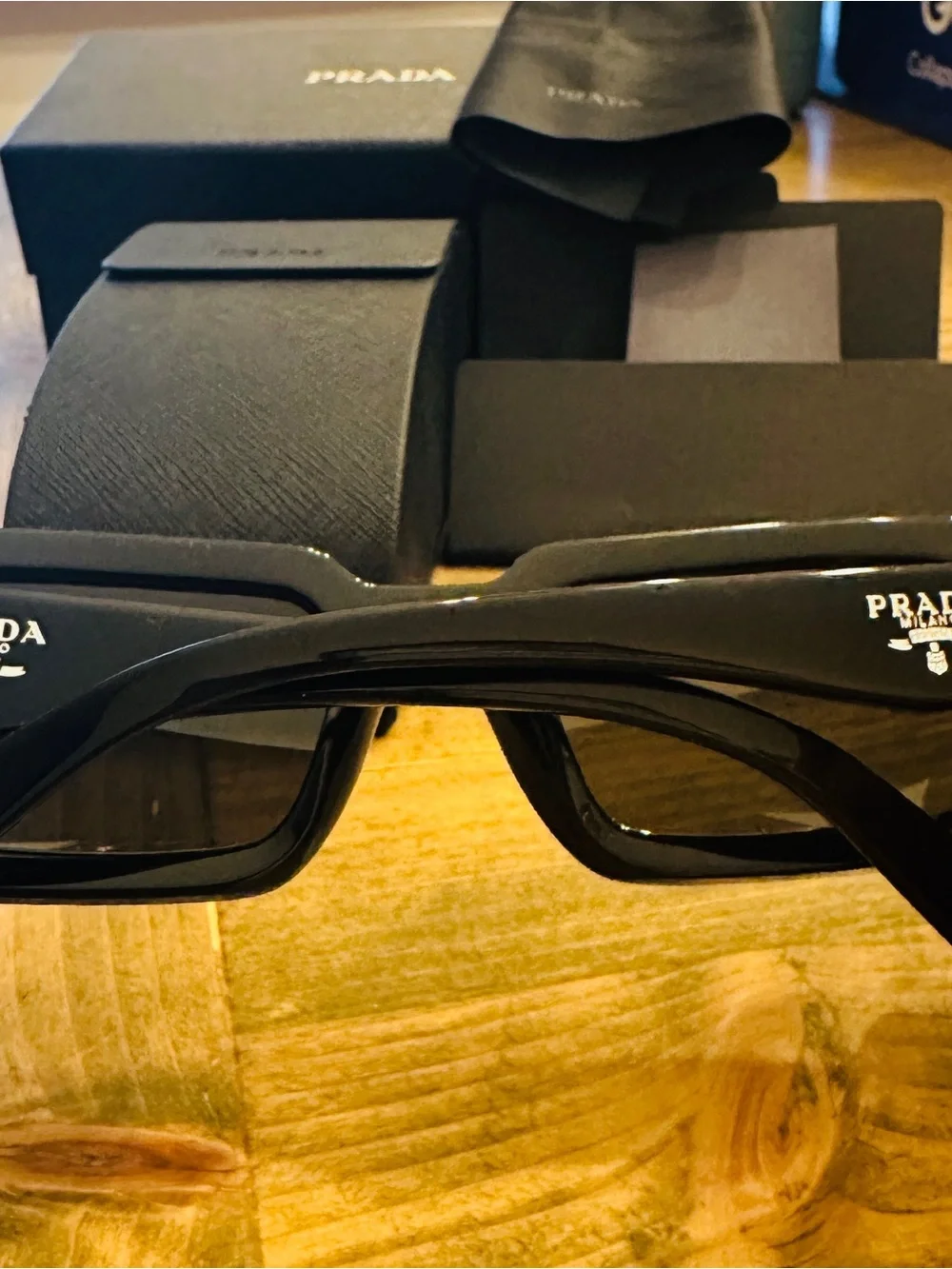 Prada Black Oversized Rectangular Sunglasses